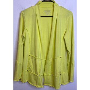 NEON BUDDA Yellow Open Front Cardigan Long Sleeve Stretch Size Medium